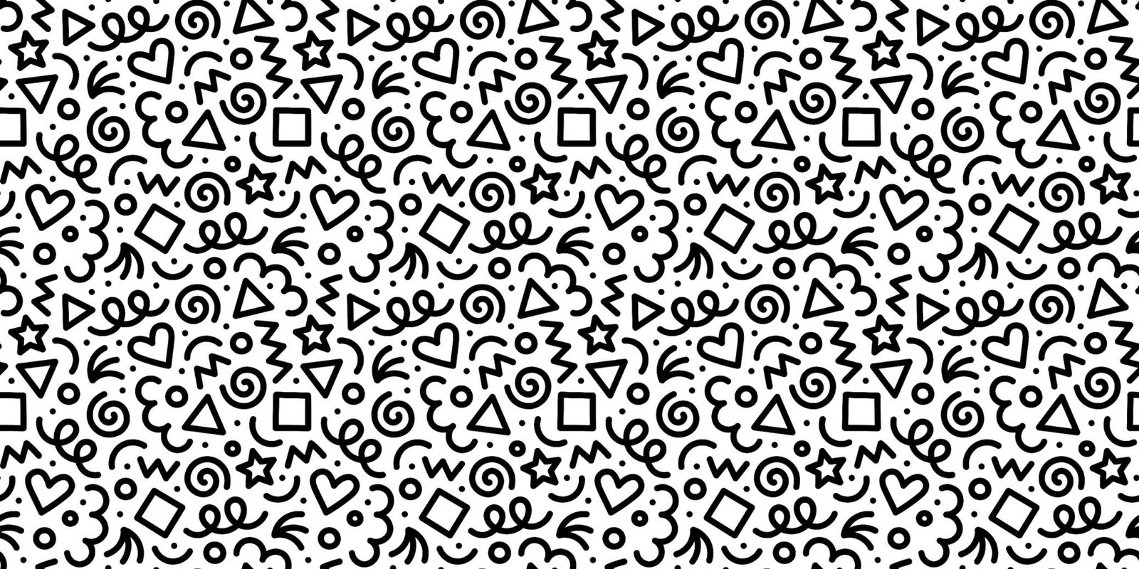 Black and white doodle pattern wallpaper