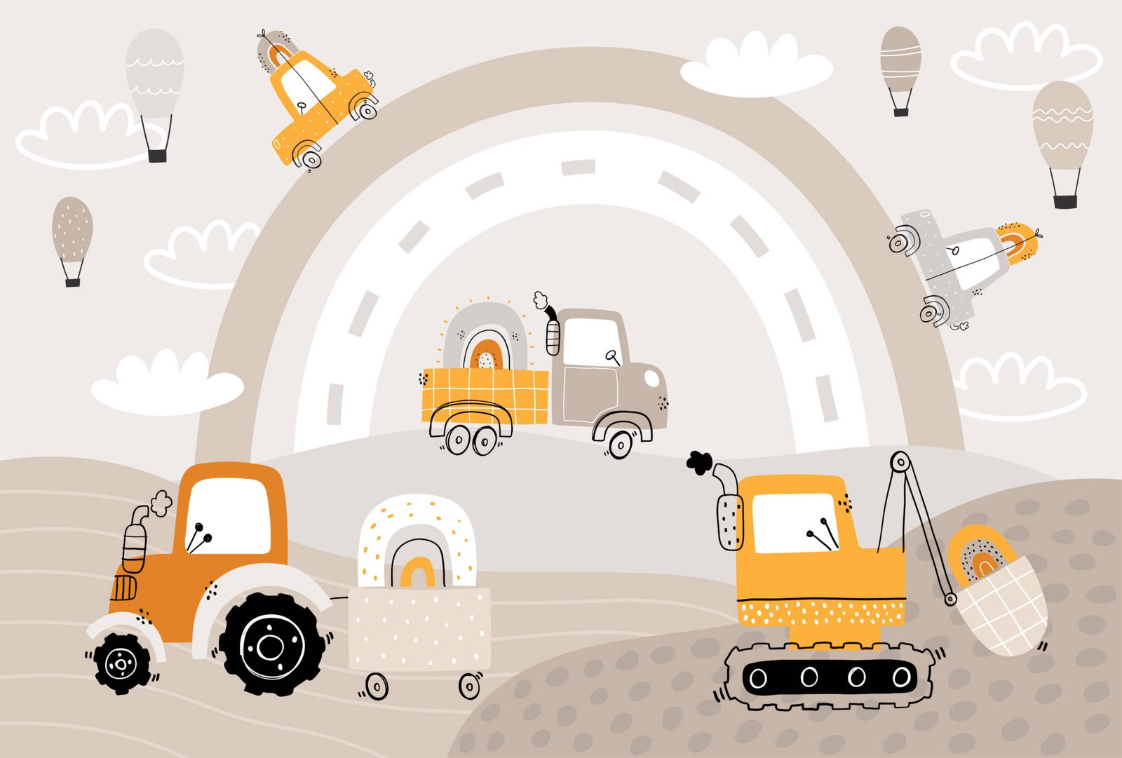 Kids room construction truck wall art