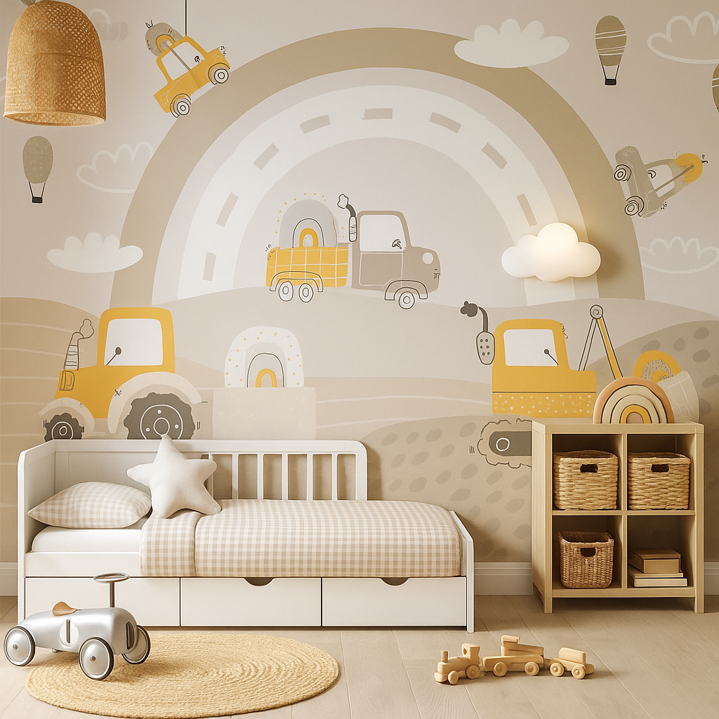 Kids room construction truck wall art