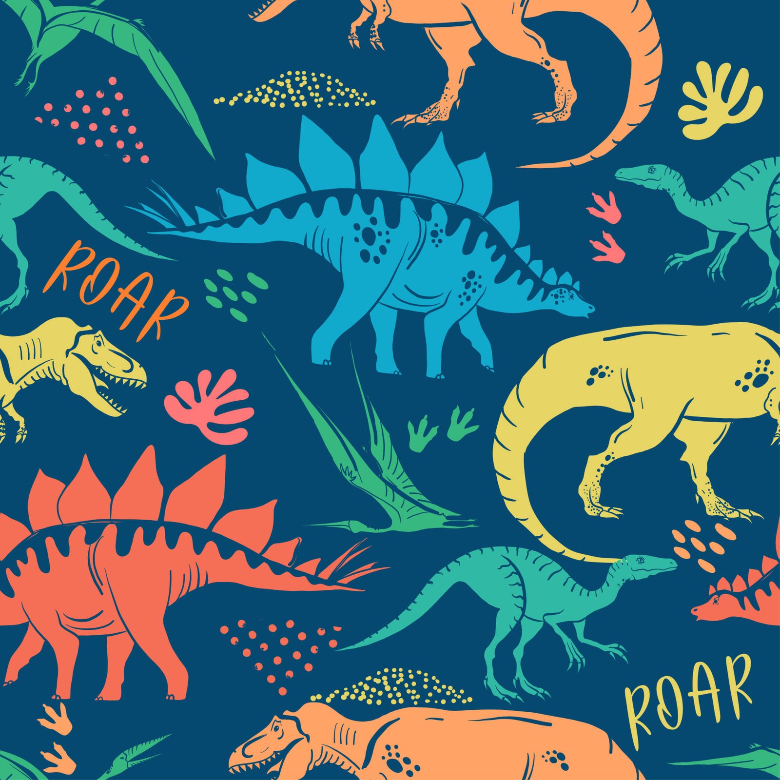 Kids' room dinosaur mural with slide bed