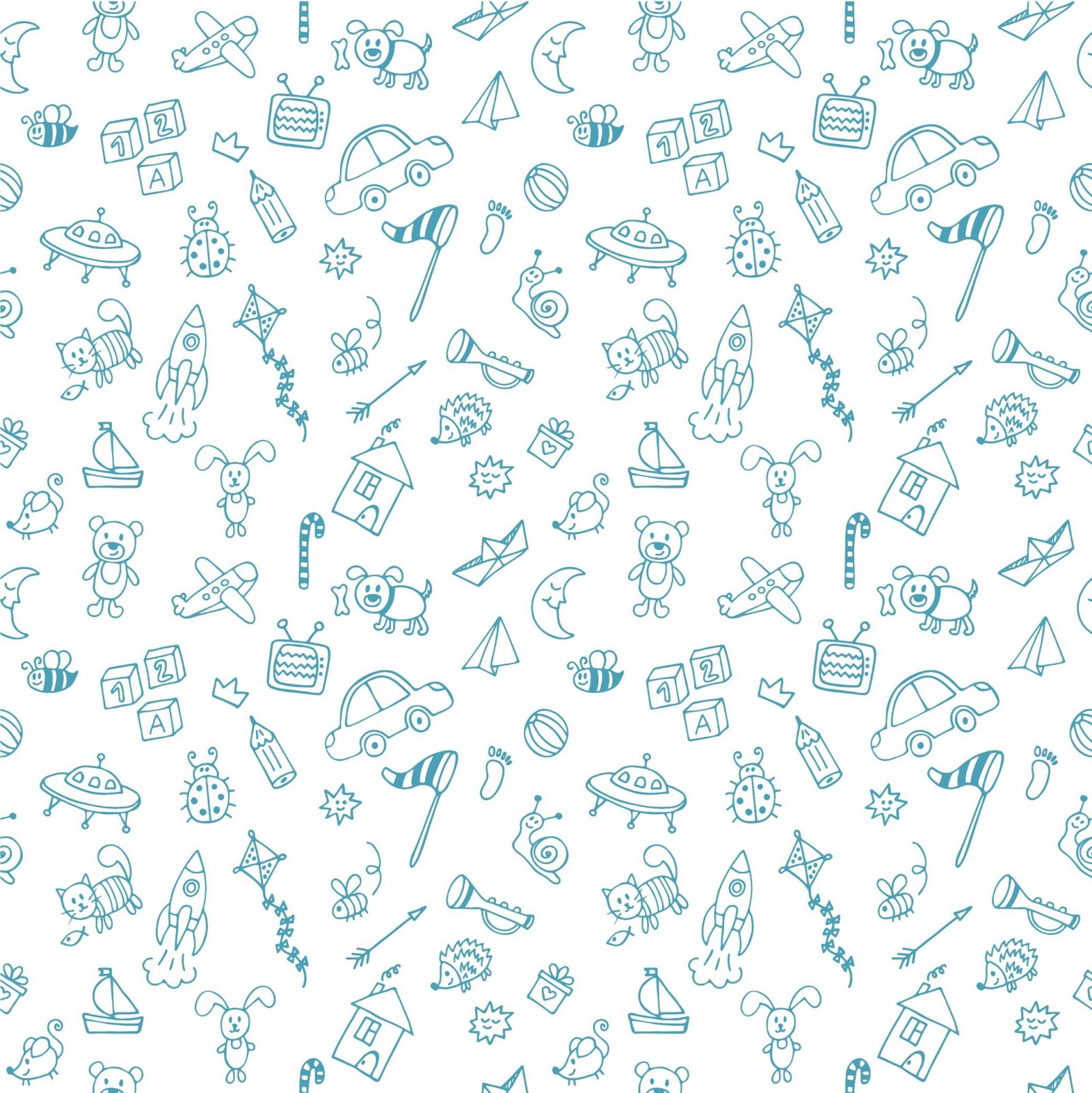 Kids' room with doodle wallpaper