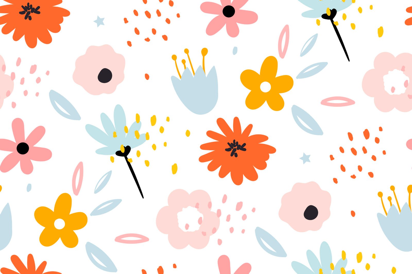 Floral pastel wallpaper with kids room furniture