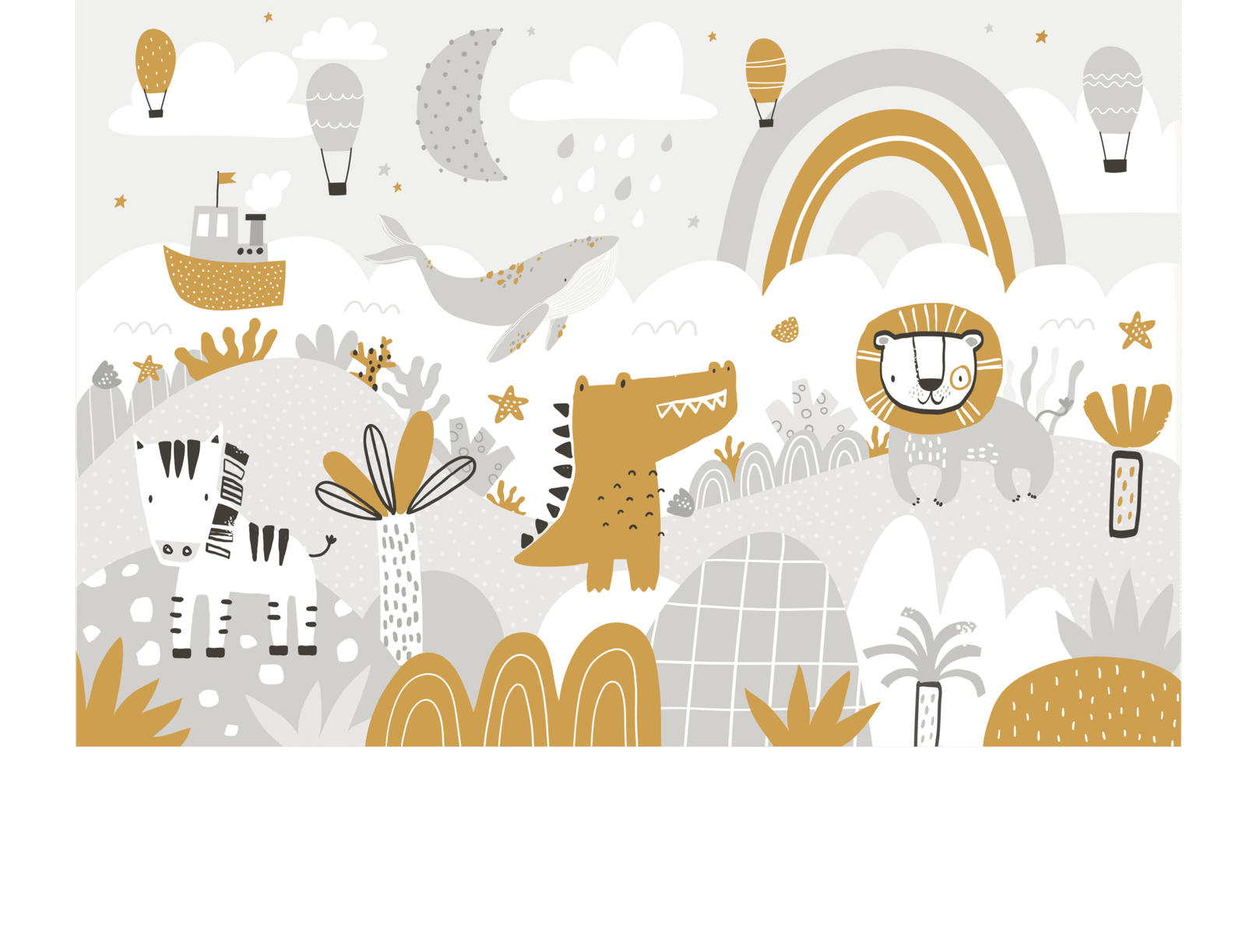 Golden safari dream nursery animals illustration