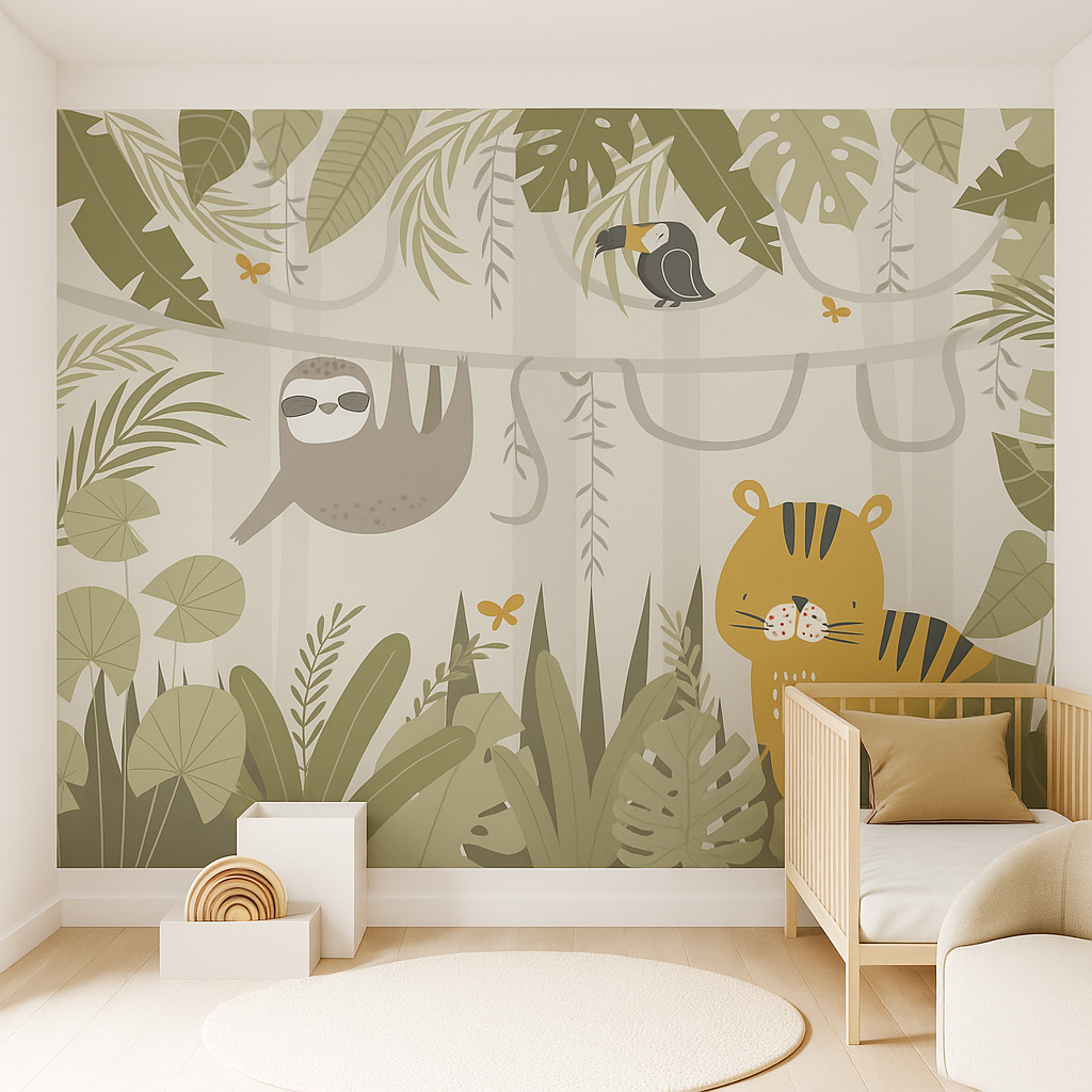 Jungle animals nursery wall art illustration
