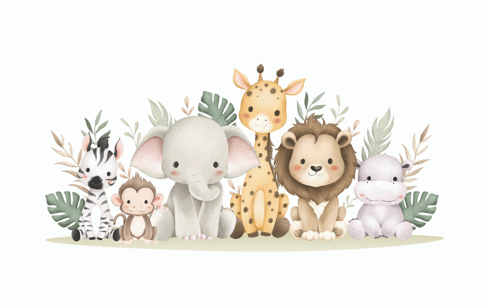 Kids' room with safari animal mural