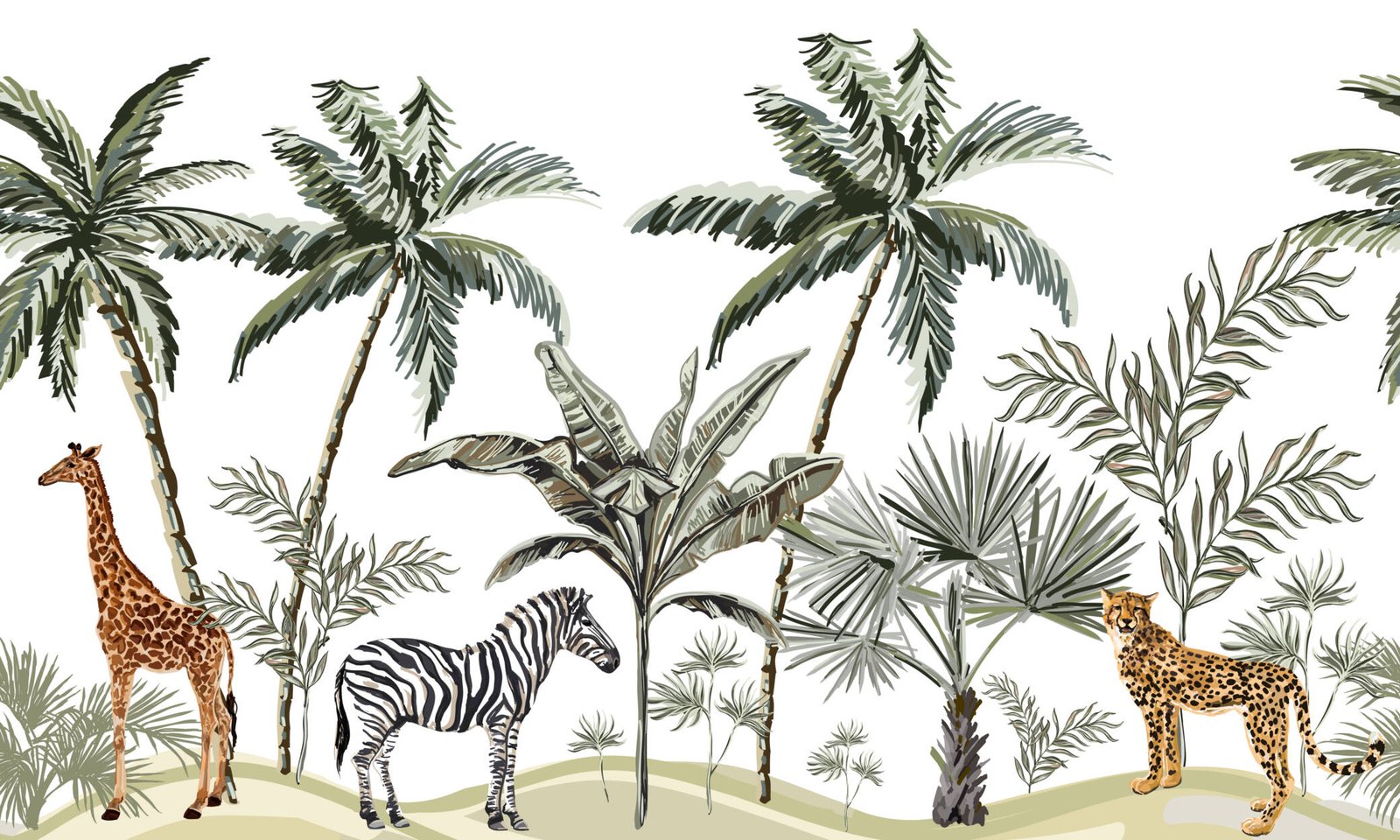 Savanna-themed kids wallpaper with wild animals – Luxe Decor UAE