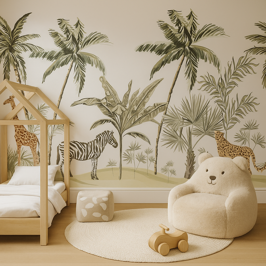Kids room with world map wallpaper – Luxe Decor UAE