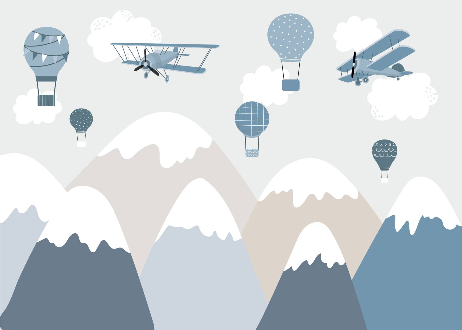 Blue mountain-themed kids wallpaper