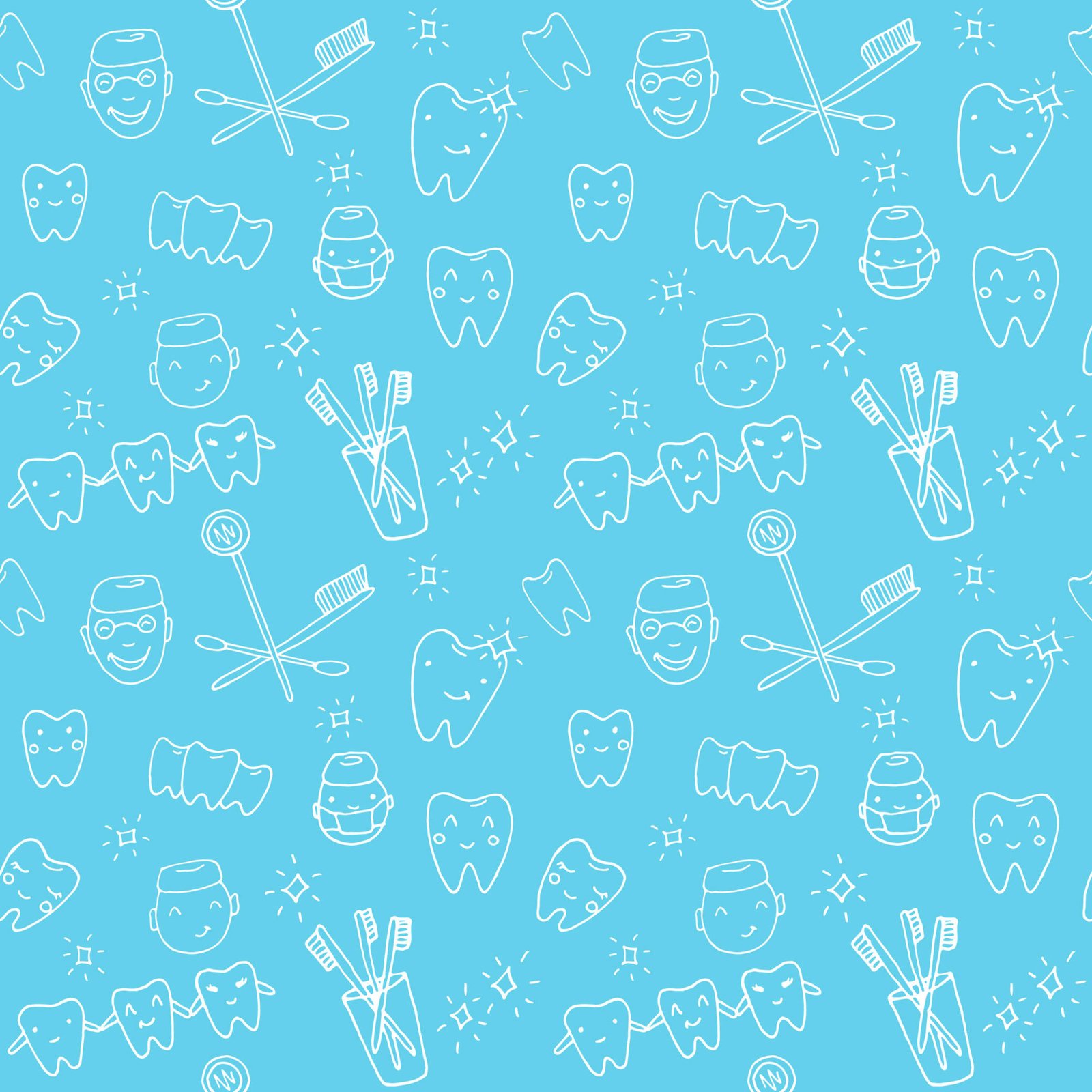 Kids' room with blue dental wallpaper
