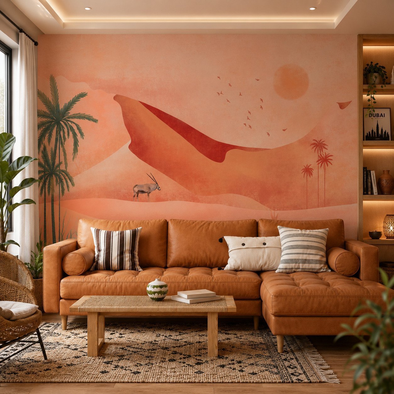 Soft neutral designer wallpaper interior by Luxe Decor