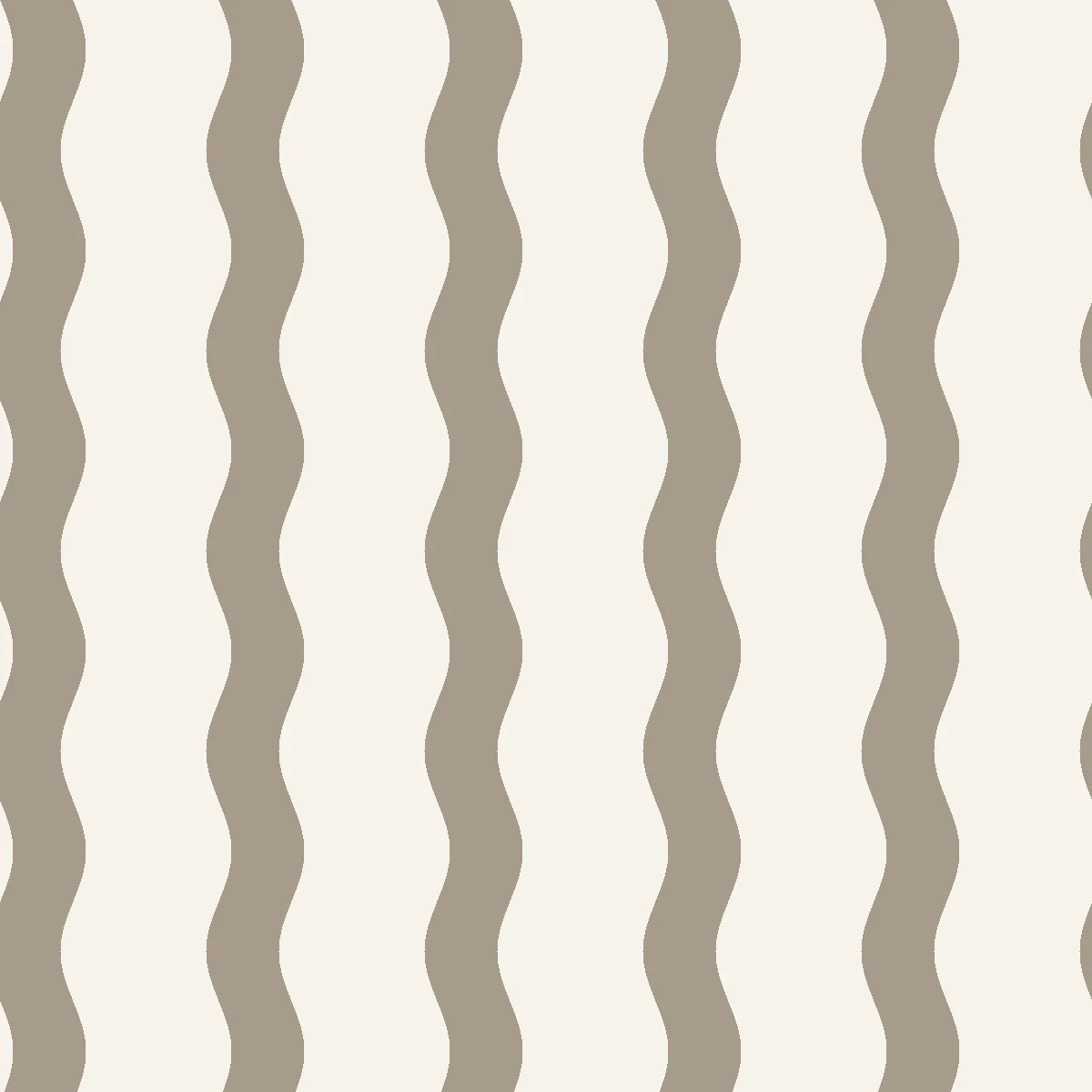 Taupe Current – Warm taupe and cream wavy stripe wallpaper with a bold flowing abstract pattern – alternate view
