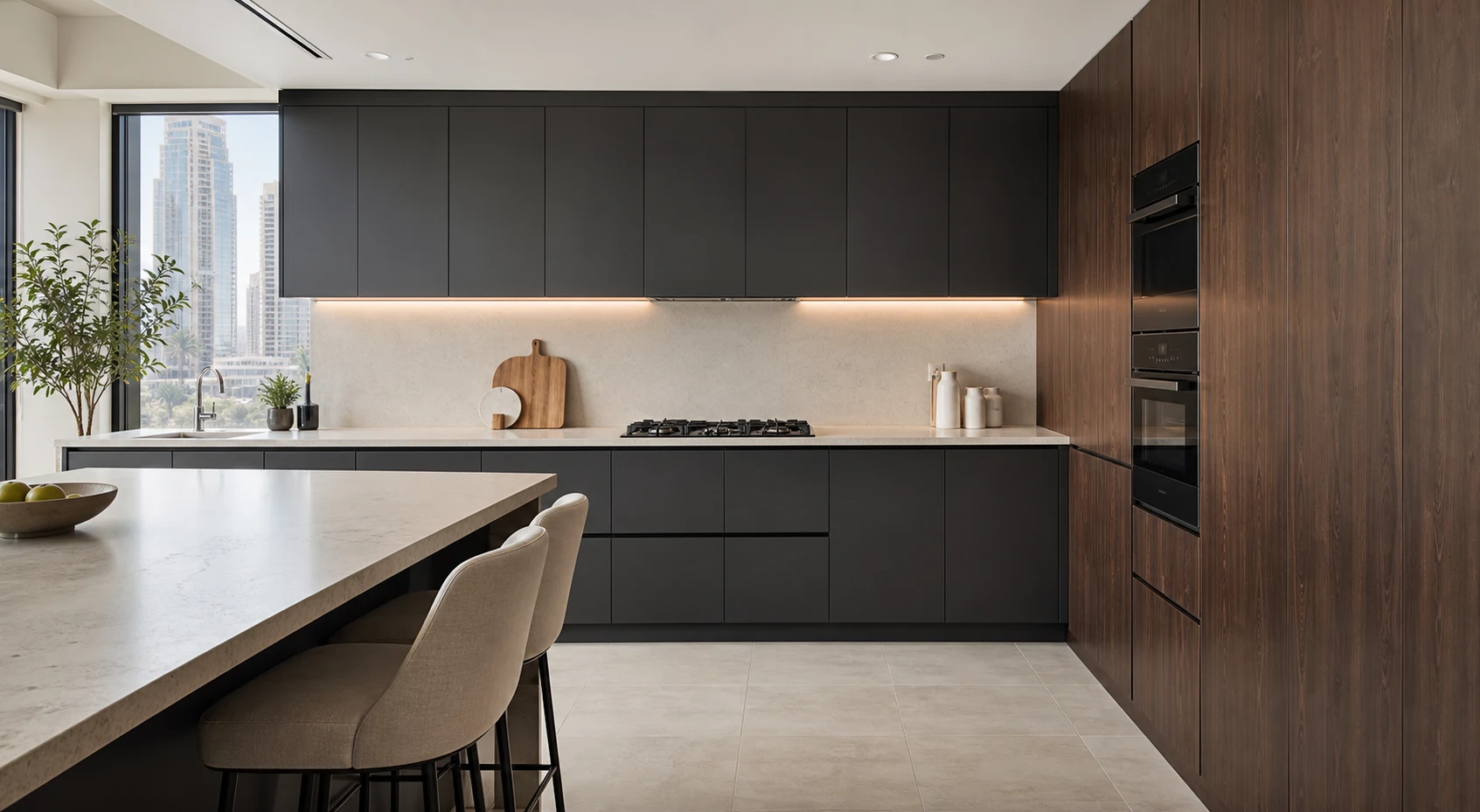 Dark kitchen wrapping direction