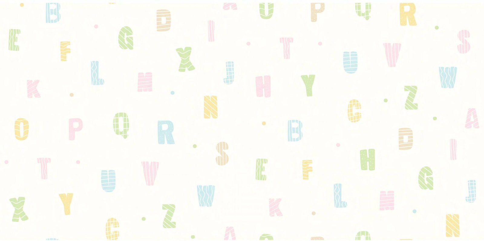 Alphabet Play 1 – Colorful alphabet kids standard wallpaper with pastel ABC patterns — fun educational wall art for nursery, classroom, or playroom decor