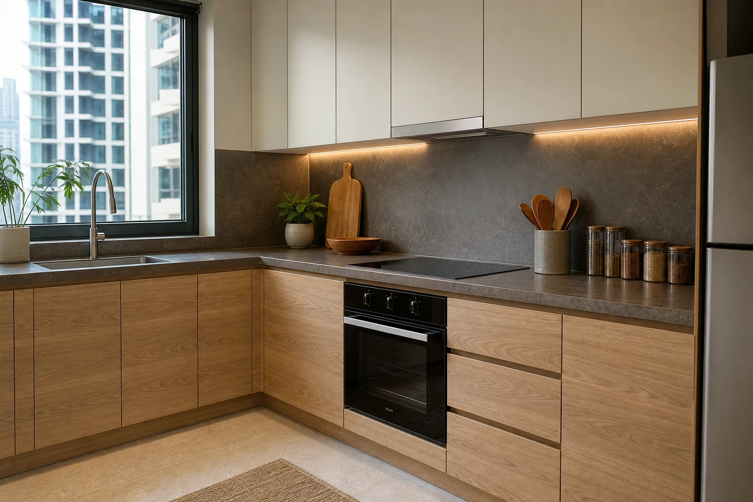 Kitchen wrapping samples and finish selection