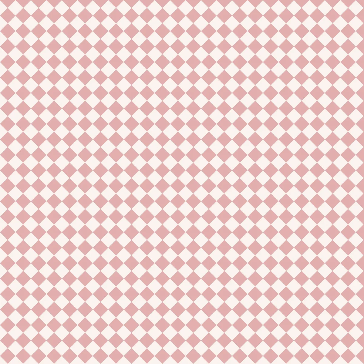 Pink Trellis – A soft pink harlequin wallpaper with repeating dusty-rose and warm cream diamond checks – alternate view